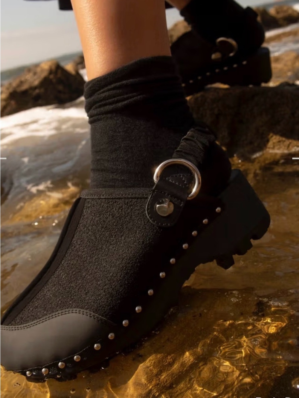 Brain Dead Energy Absorber Zoccolo - Black Studded Slingback Clogs